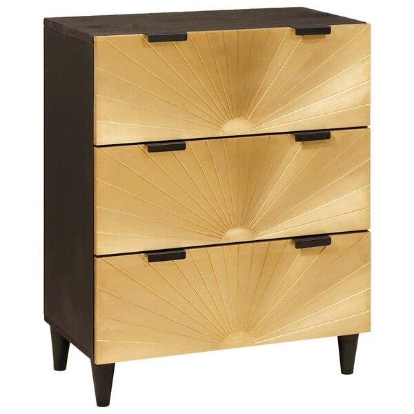 vidaXL Buffet Noir et or 60 x 33 x 75 cm Bois de mangue massif