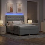 vidaXL Lit à ressorts avec matelas Gris clair 140 x 200 cm tissu