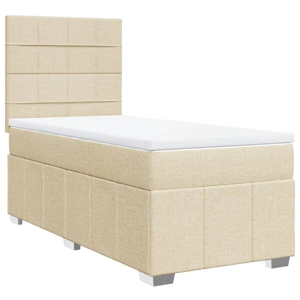 vidaXL Sommier à lattes de lit avec matelas Crème 100x200 cm Tissu