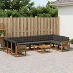vidaXL Ensemble de canapés d'extérieur 11 pc Naturel et noir