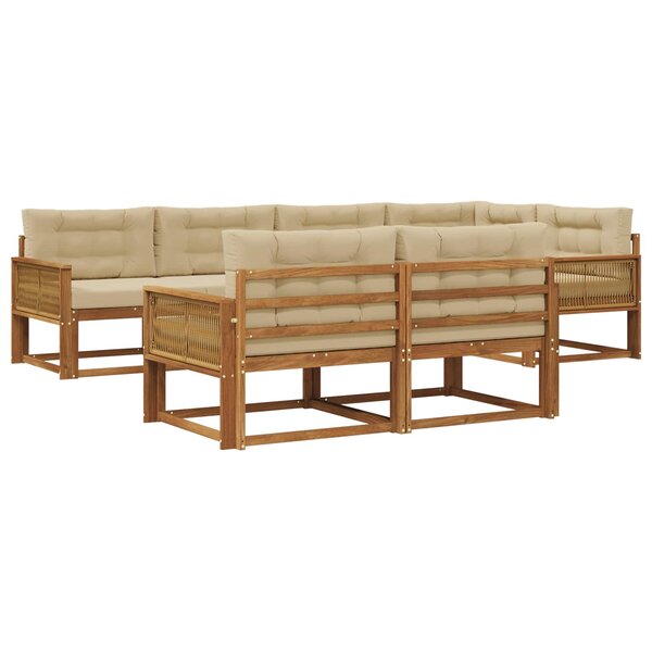 vidaXL Ensemble de canapés d'extérieur 8 pc Naturel et Beige