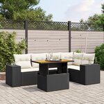 vidaXL Salon de jardin 6 Pièces avec coussins noir résine tressée