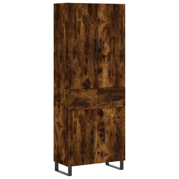 vidaXL Buffet haut Chêne fumé 69 5x34x180 cm Bois d'ingénierie