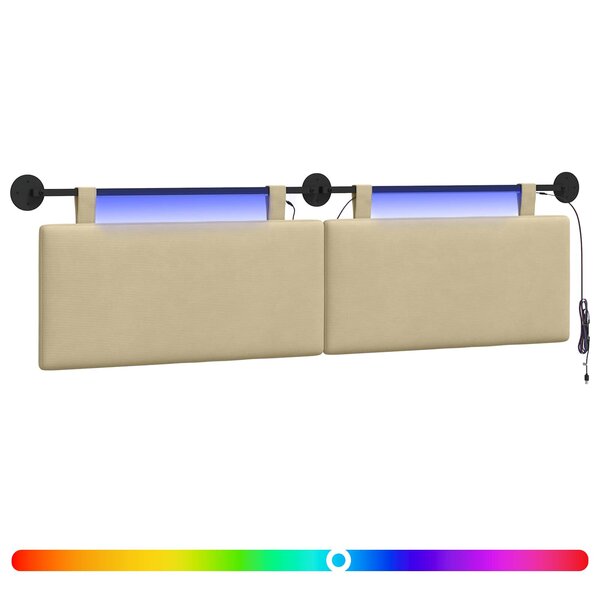 vidaXL Tête de lit suspendue Gris Vert Clair Tissu en velours côtelé