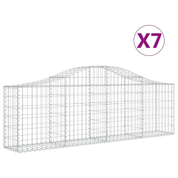 vidaXL Paniers à gabions arqués 7 Pièces 200x30x60/80 cm Fer galvanisé