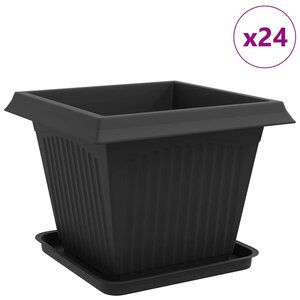 vidaXL Pots de plantes 24 Pièces Noir 43 x 43 x 33 5 cm Plastique