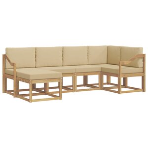vidaXL Ensemble de canapés d'extérieur 6 Pièces Blanc et Beige Polyester