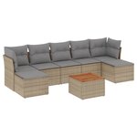 vidaXL Salon de jardin avec coussins 8Pièces mélange beige résine tressée