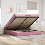 vidaXL Cadre de lit ottoman avec matelas rose 200x200 cm velours