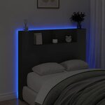 vidaXL Armoire tête de lit avec LED noir 120x16 5x103 5 cm