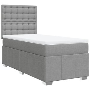 vidaXL Sommier à lattes de lit et matelas Gris clair 90x190 cm Tissu