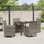 vidaXL Set de salle à manger de jardin avec coussins en poly rattan gris
