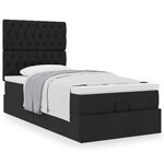 vidaXL Lit ottoman avec matelas noir 100x200 cm tissu