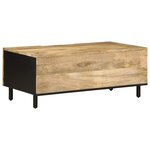 vidaXL Table basse noir 100x54x40 cm bois massif de manguier brut