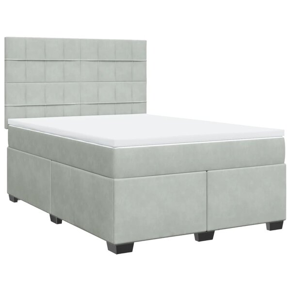 vidaXL Sommier à lattes de lit et matelas Gris clair 140x200cm Velours