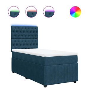 vidaXL Sommier à lattes de lit avec matelas bleu 80x200 cm velours