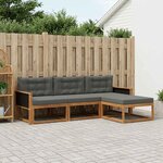 vidaXL Ensemble de canapés d'extérieur 4 pc Naturel et Anthracite