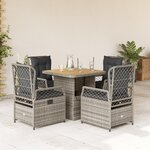 vidaXL Ensemble à manger de jardin 5 Pièces coussins gris résine tressée