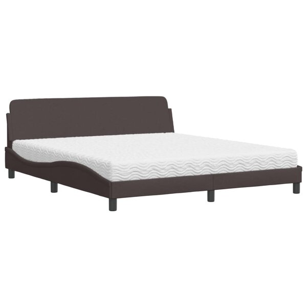 vidaXL Lit avec matelas marron foncé 180x200 cm tissu