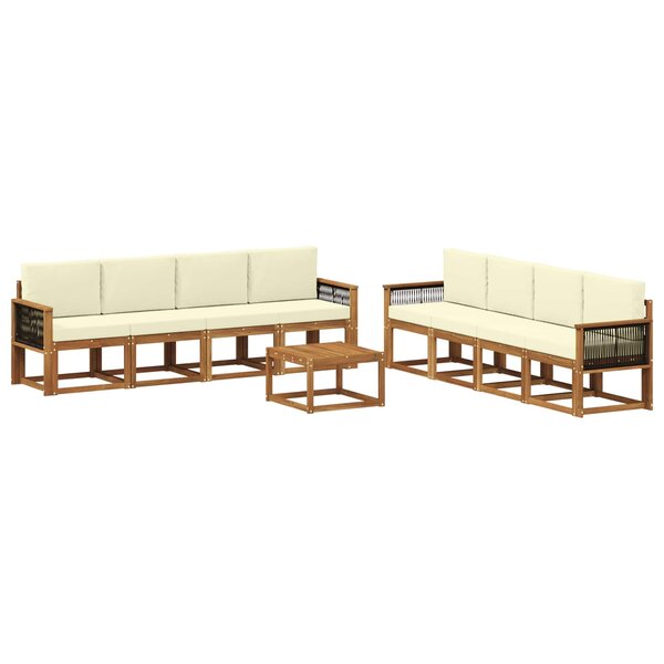 vidaXL Ensemble de canapés d'extérieur 9 pc Naturel et Crème