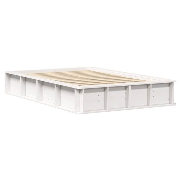 vidaXL Cadre de lit avec stockage Blanc 140 x 200 cm Pin massif