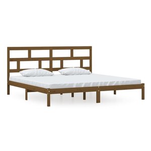vidaXL Cadre de lit sans matelas Marron miel Bois pin massif 200x200cm
