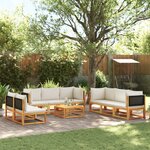 vidaXL Salon de jardin avec coussins 9 Pièces bois massif d'acacia