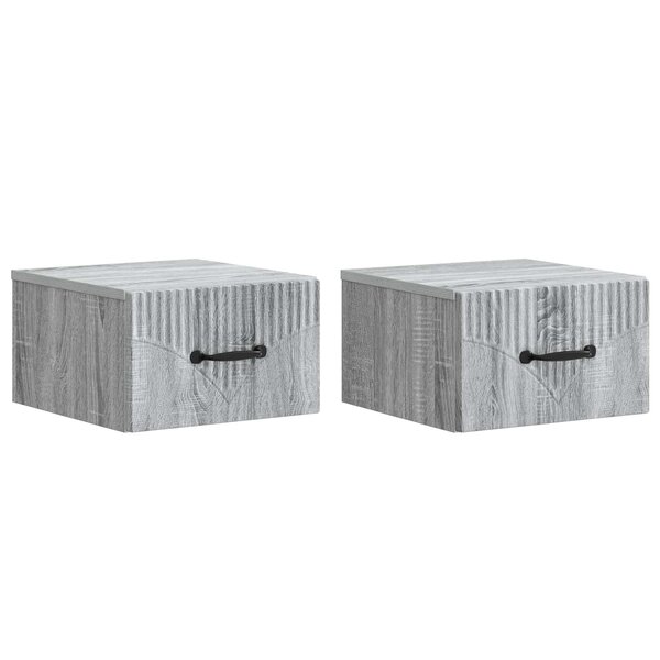 vidaXL Cabinet de chevet mural 2 pc Sonoma gris 34 5 x 33 x 20 cm