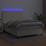 vidaXL Sommier à lattes de lit avec matelas et LED Crème 140x200 cm