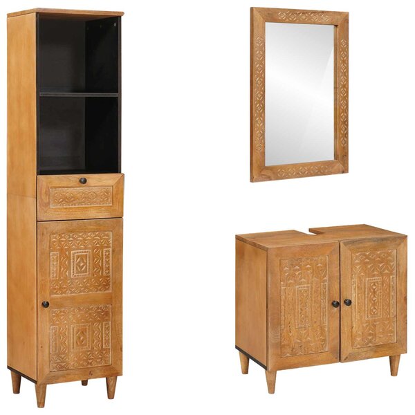 vidaXL Ensemble de mobilier de salle de bain avec tiroir 3 Pièces Marron