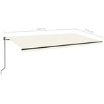 vidaXL Auvent rétractable automatique 600x350 cm Crème