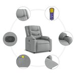 vidaXL Fauteuil de massage inclinable Gris clair Tissu