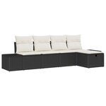 vidaXL Ensemble de canapé de jardin avec coussin 5 Pièces Noir Poly rotin