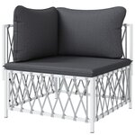 vidaXL Canapé d'angle de jardin avec coussins blanc tissu tissé