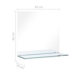 vidaXL Miroir mural avec étagère 60x60 cm Verre trempé