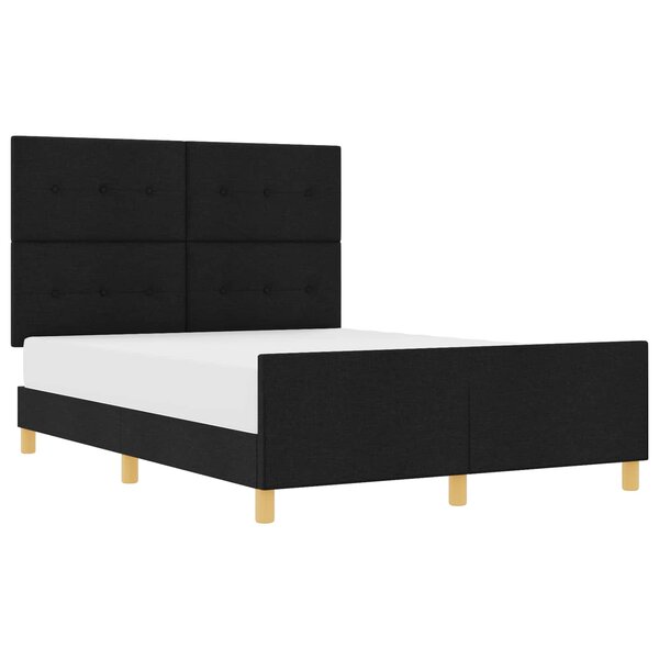 vidaXL Cadre de lit avec tête de lit Noir 140 x 200 cm tissu
