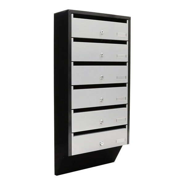 Profirst quarten Bloc 6 Boîtes aux lettres pour appartement argenté/noir