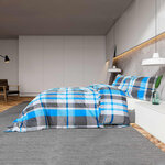 vidaXL Ensemble de housse de couette Bleu et gris 225x220 cm Coton
