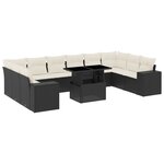 vidaXL Salon de jardin 11 Pièces avec coussins noir résine tressée