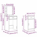 vidaXL Table de Toilette 3 Pièces Gris 50 x 41 x 135 cm Bois d'ingénierie