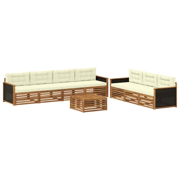 vidaXL Ensemble de canapés d'extérieur 8 pc Naturel et Crème Polyester