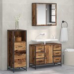 vidaXL Ensemble de mobilier de salle de bain 3 Pièces Bois ancien