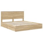 vidaXL Lit de Rangement Chêne Sonoma 180 x 200 cm Bois d'ingénierie