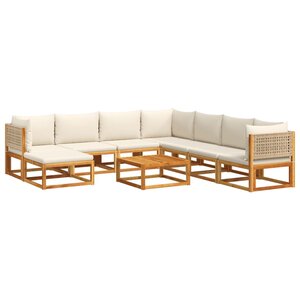 vidaXL Salon de jardin avec coussins 9 Pièces bois massif d'acacia
