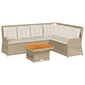 vidaXL Salon de jardin avec coussins 5 Pièces beige résine tressée