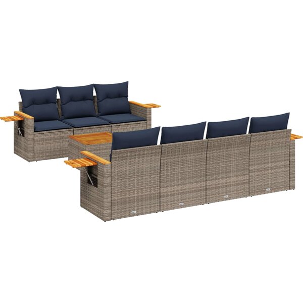 vidaXL Salon de jardin 8 Pièces avec coussins gris résine tressée