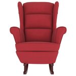 vidaXL Fauteuil à bascule à oreilles en velours rouge vin bois massif
