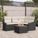 vidaXL Ensemble de canapé de jardin 5 Pièces Noir et blanc