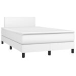 vidaXL Sommier à lattes de lit avec matelas Blanc 120x200cm Similicuir