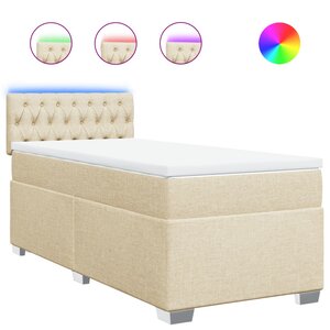 vidaXL Sommier à lattes de lit avec matelas Crème 90x200 cm Tissu
